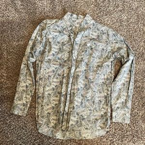 Paisley cinch button down shirt size medium